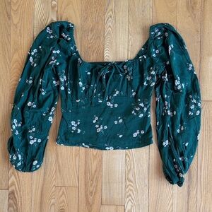 Abercrombie & Fitch Dark Green Floral Blouse